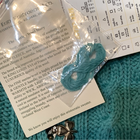 Aran Crafts 100% Merino Wool Made in Ireland knit sweater NWT - Picture 10 of 11